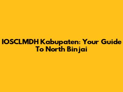 IOSCLMDH Kabupaten: Your Guide To North Binjai