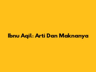 Ibnu Aqil: Arti Dan Maknanya