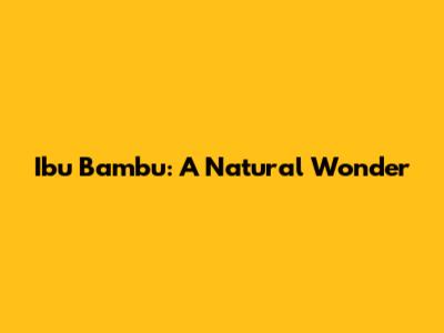 Ibu Bambu: A Natural Wonder