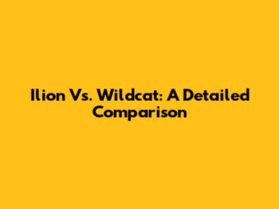 Ilion Vs. Wildcat: A Detailed Comparison