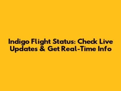 Indigo Flight Status: Check Live Updates & Get Real-Time Info