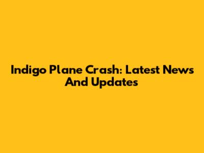 Indigo Plane Crash: Latest News And Updates