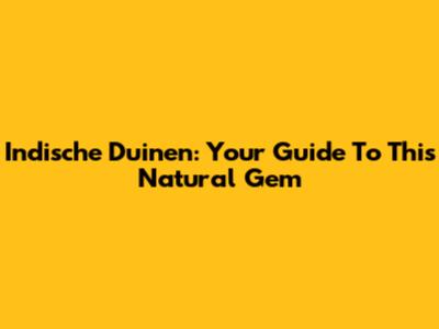 Indische Duinen: Your Guide To This Natural Gem