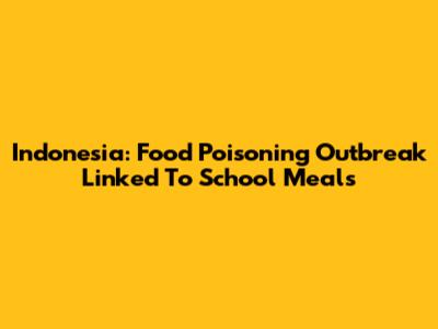 Indonesia: Food Poisoning Outbreak Linked To School Meals