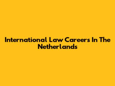 International Law Careers In The Netherlands