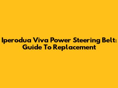 Iperodua Viva Power Steering Belt: Guide To Replacement
