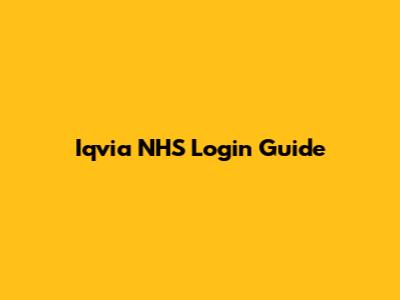 Iqvia NHS Login Guide