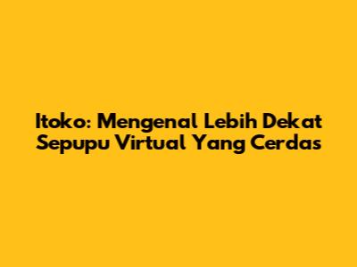 Itoko: Mengenal Lebih Dekat Sepupu Virtual Yang Cerdas