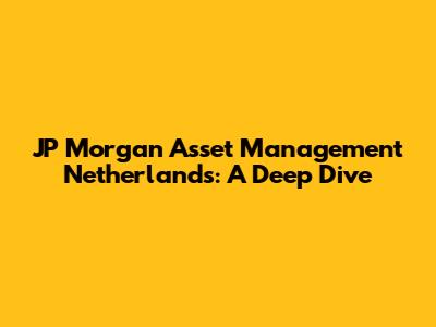 JP Morgan Asset Management Netherlands: A Deep Dive