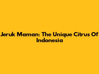 Jeruk Maman: The Unique Citrus Of Indonesia