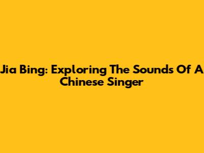 Jia Bing: Exploring The Sounds Of A Chinese Singer