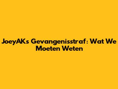 JoeyAK's Gevangenisstraf: Wat We Moeten Weten