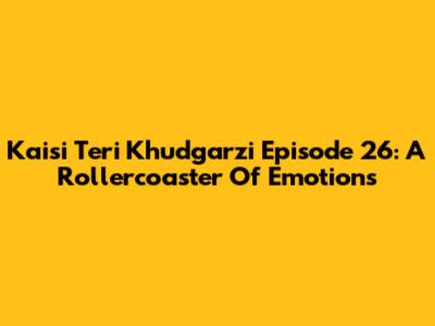 Kaisi Teri Khudgarzi Episode 26: A Rollercoaster Of Emotions