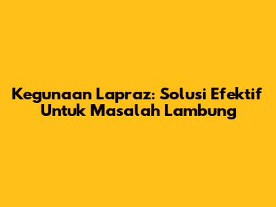 Kegunaan Lapraz: Solusi Efektif Untuk Masalah Lambung