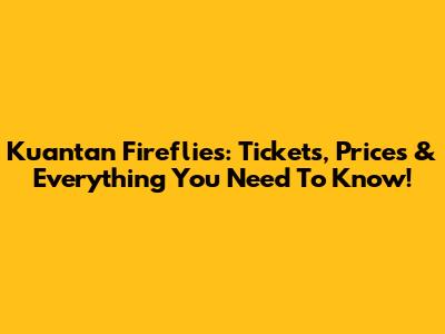 Kuantan Fireflies: Tickets, Prices & Everything You Need To Know!