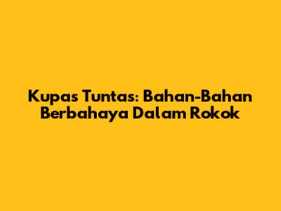 Kupas Tuntas: Bahan-Bahan Berbahaya Dalam Rokok