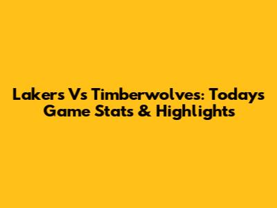 Lakers Vs Timberwolves: Today's Game Stats & Highlights