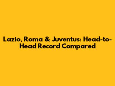 Lazio, Roma & Juventus: Head-to-Head Record Compared