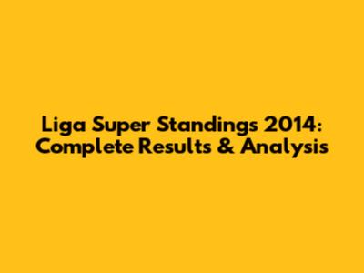 Liga Super Standings 2014: Complete Results & Analysis