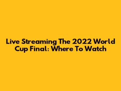 Live Streaming The 2022 World Cup Final: Where To Watch