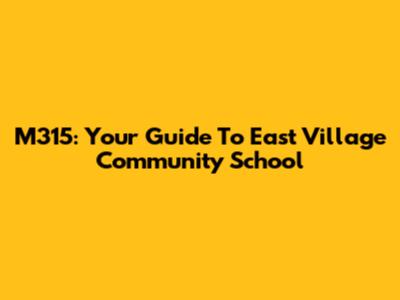 M315: Your Guide To East Village Community School