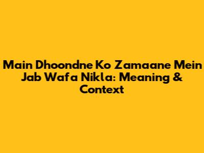 Main Dhoondne Ko Zamaane Mein Jab Wafa Nikla: Meaning & Context