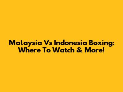 Malaysia Vs Indonesia Boxing: Where To Watch & More!