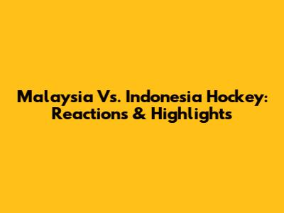 Malaysia Vs. Indonesia Hockey: Reactions & Highlights