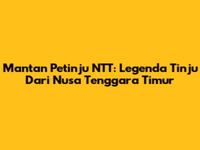 Mantan Petinju NTT: Legenda Tinju Dari Nusa Tenggara Timur