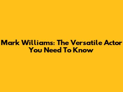 Mark Williams: The Versatile Actor You Need To Know