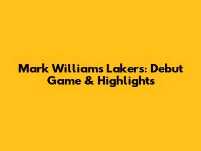 Mark Williams Lakers: Debut Game & Highlights