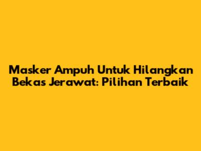 Masker Ampuh Untuk Hilangkan Bekas Jerawat: Pilihan Terbaik