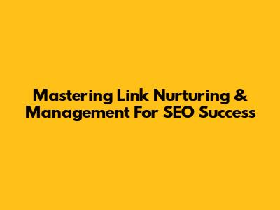 Mastering Link Nurturing & Management For SEO Success
