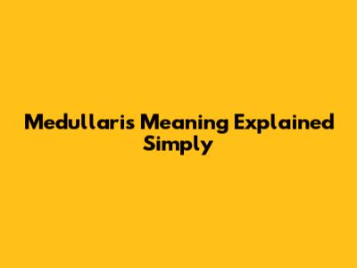 Medullaris Meaning Explained Simply