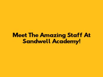 Meet The Amazing Staff At Sandwell Academy!