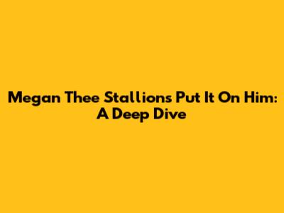 Megan Thee Stallion's 'Put It On Him': A Deep Dive