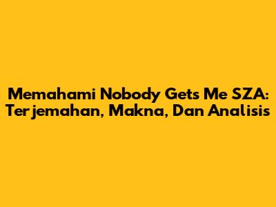 Memahami "Nobody Gets Me" SZA: Terjemahan, Makna, Dan Analisis