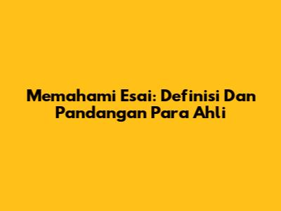 Memahami Esai: Definisi Dan Pandangan Para Ahli