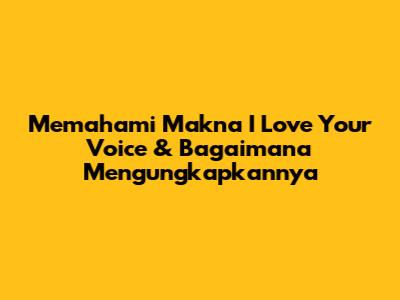 Memahami Makna 'I Love Your Voice' & Bagaimana Mengungkapkannya