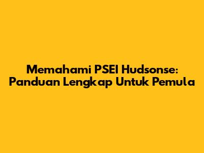 Memahami PSEI Hudsonse: Panduan Lengkap Untuk Pemula