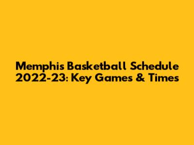 Memphis Basketball Schedule 2022-23: Key Games & Times