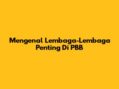 Mengenal Lembaga-Lembaga Penting Di PBB