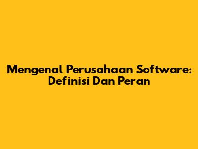 Mengenal Perusahaan Software: Definisi Dan Peran