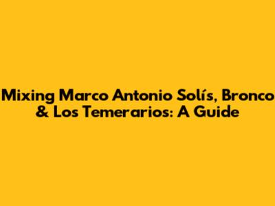 Mixing Marco Antonio Solís, Bronco & Los Temerarios: A Guide