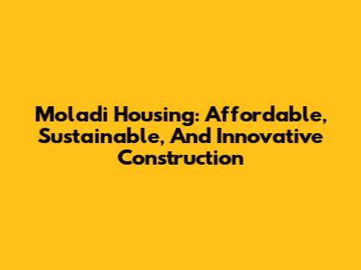 Moladi Housing: Affordable, Sustainable, And Innovative Construction