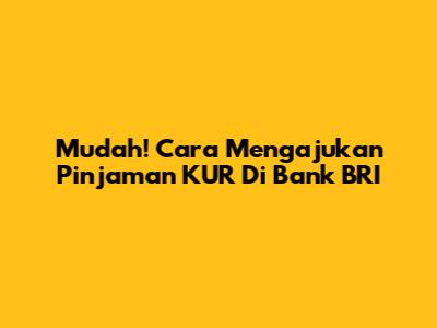 Mudah! Cara Mengajukan Pinjaman KUR Di Bank BRI