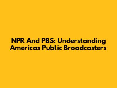 NPR And PBS: Understanding America's Public Broadcasters