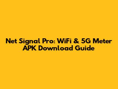 Net Signal Pro: WiFi & 5G Meter APK Download Guide