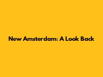 New Amsterdam: A Look Back