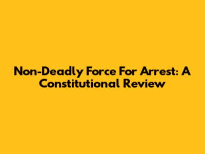 Non-Deadly Force For Arrest: A Constitutional Review